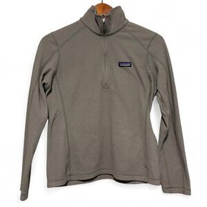 Patagonia Gray Fleece 1/4 Zip Pullover Sz M lightweight cozy workout athletic